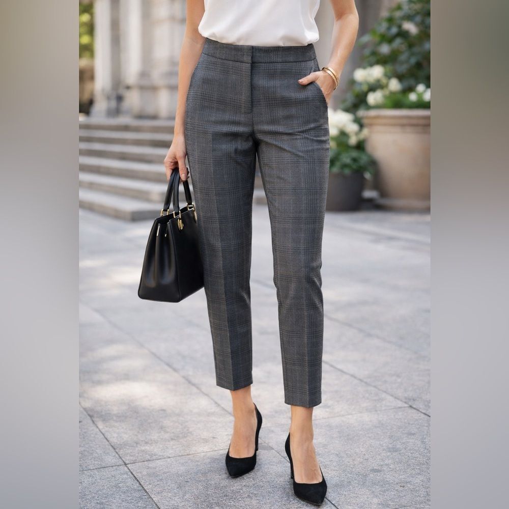 Kobi Halperin Tailored Plaid Ankle Cigarette Trousers | Size 2